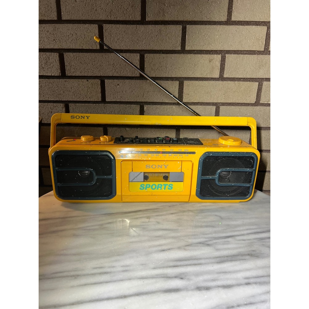 Sony Sports CFS-950 Boombox Yellow Portable AM/FM Cassette Corder VTG Radio READ